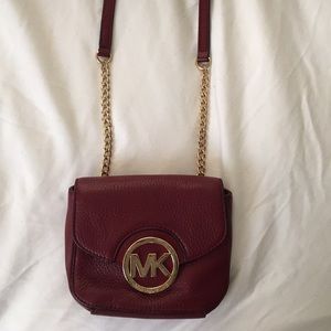 Michael Kors Burgundy Leather Cross Body Bag